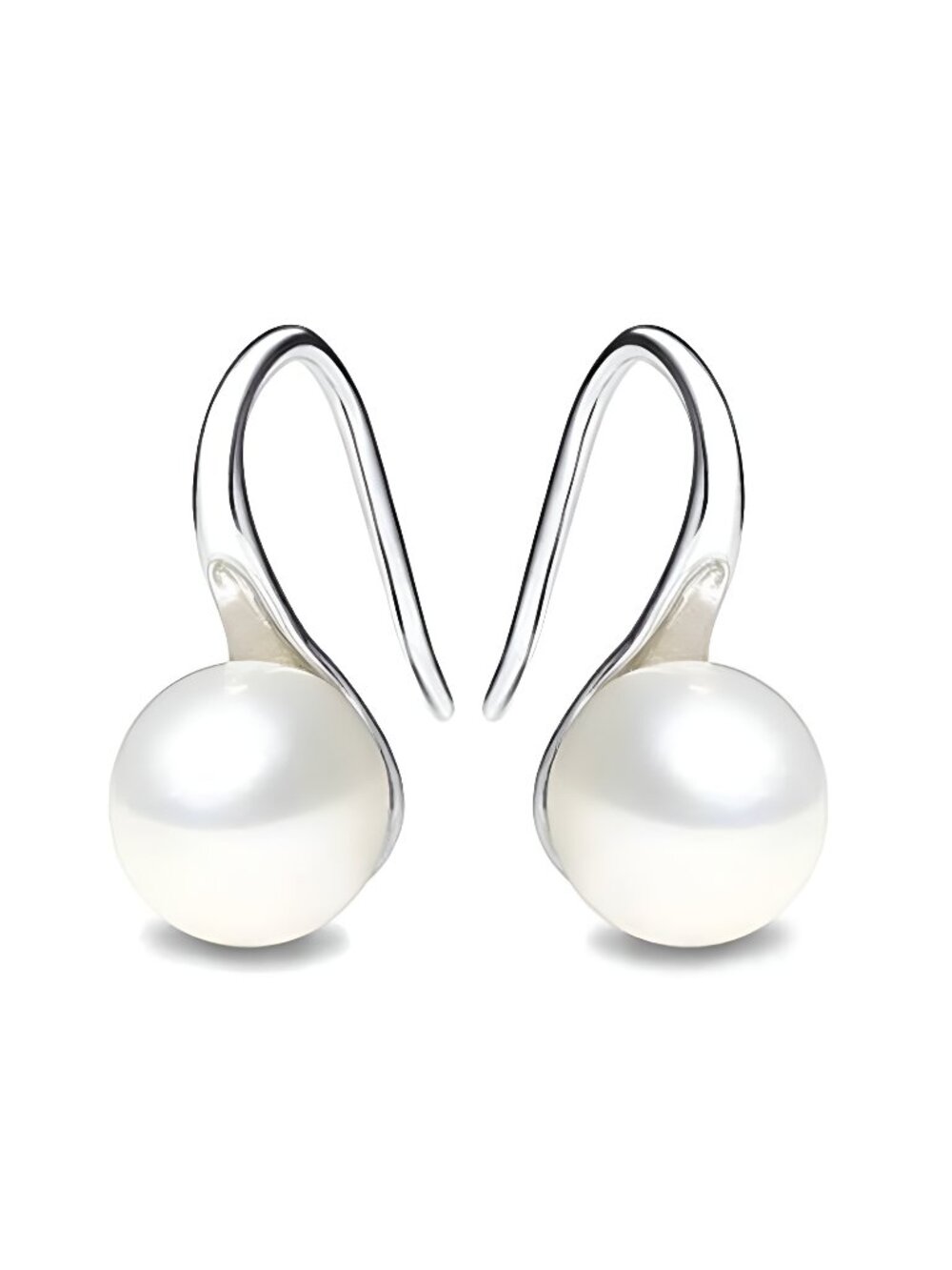 Silver Hoop Handpicked AAA+ Quality 7.5-8mm White Freshwater